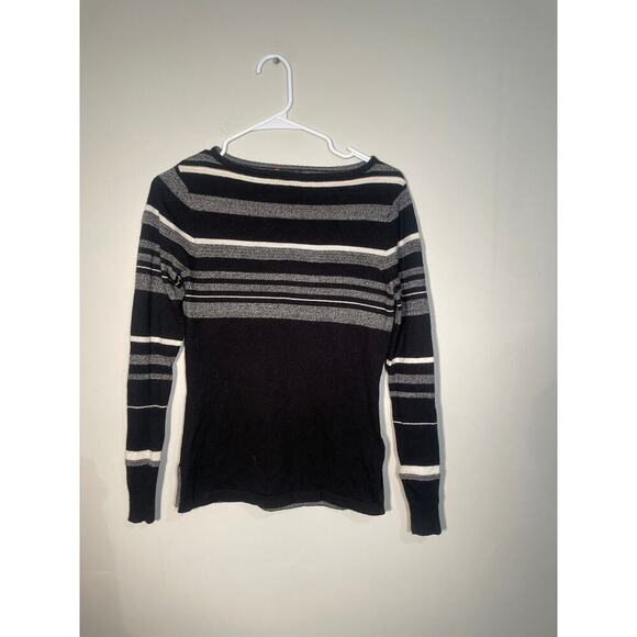 Smartwool Black Striped Merino Wool Blend Sweater - Picture 1 of 12